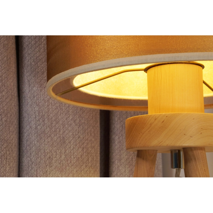 Duolla - Eπιτραπέζιο φωτιστικό WOOD BOHO 1xE27/15W/230V διάμετρος 25 cm χαλκός/καφέ/μπεζ