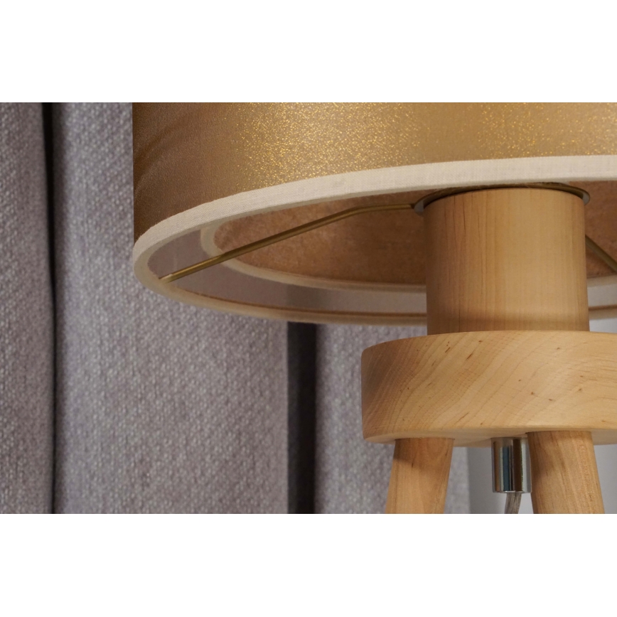 Duolla - Eπιτραπέζιο φωτιστικό WOOD BOHO 1xE27/15W/230V διάμετρος 25 cm χαλκός/καφέ/μπεζ