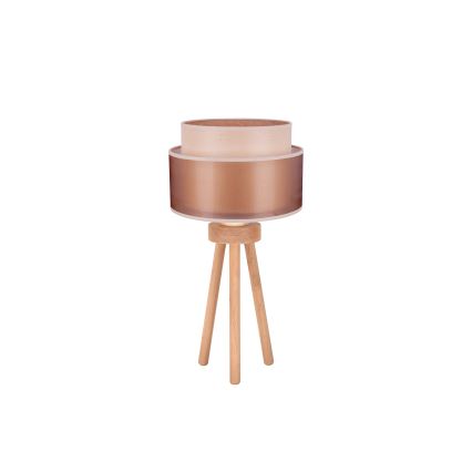 Duolla - Eπιτραπέζιο φωτιστικό WOOD BOHO 1xE27/15W/230V διάμετρος 25 cm χαλκός/καφέ/μπεζ