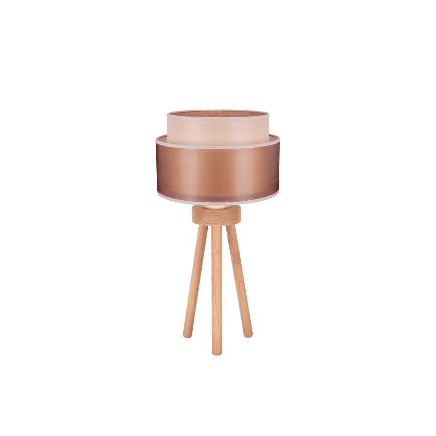 Duolla - Eπιτραπέζιο φωτιστικό WOOD BOHO 1xE27/15W/230V διάμετρος 25 cm χαλκός/καφέ/μπεζ