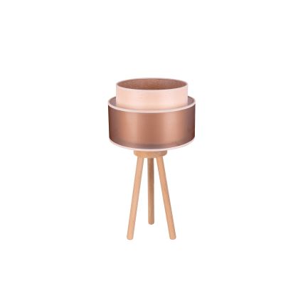 Duolla - Eπιτραπέζιο φωτιστικό WOOD BOHO 1xE27/15W/230V διάμετρος 25 cm χαλκός/καφέ/μπεζ