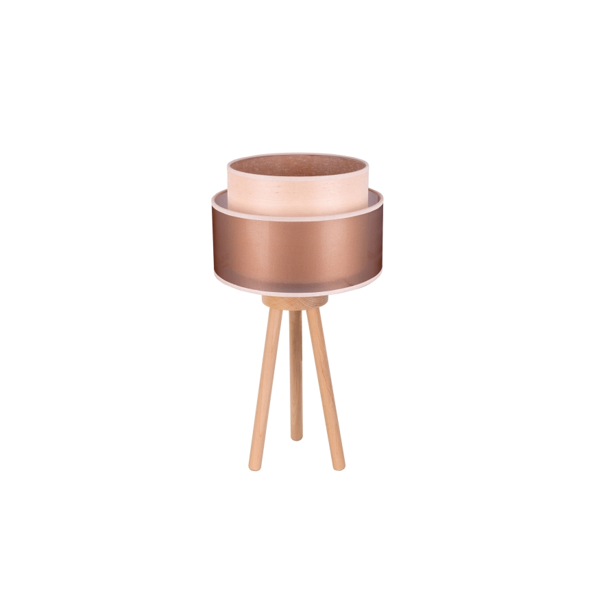 Duolla - Eπιτραπέζιο φωτιστικό WOOD BOHO 1xE27/15W/230V διάμετρος 25 cm χαλκός/καφέ/μπεζ