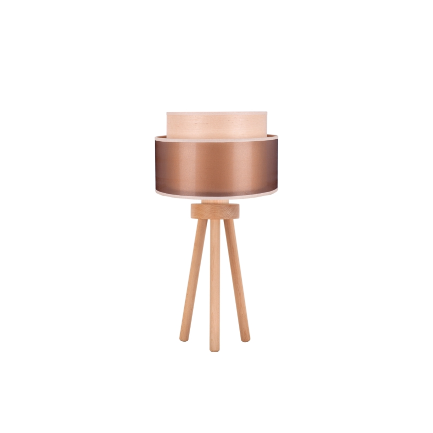 Duolla - Eπιτραπέζιο φωτιστικό WOOD BOHO 1xE27/15W/230V διάμετρος 25 cm χαλκός/καφέ/μπεζ