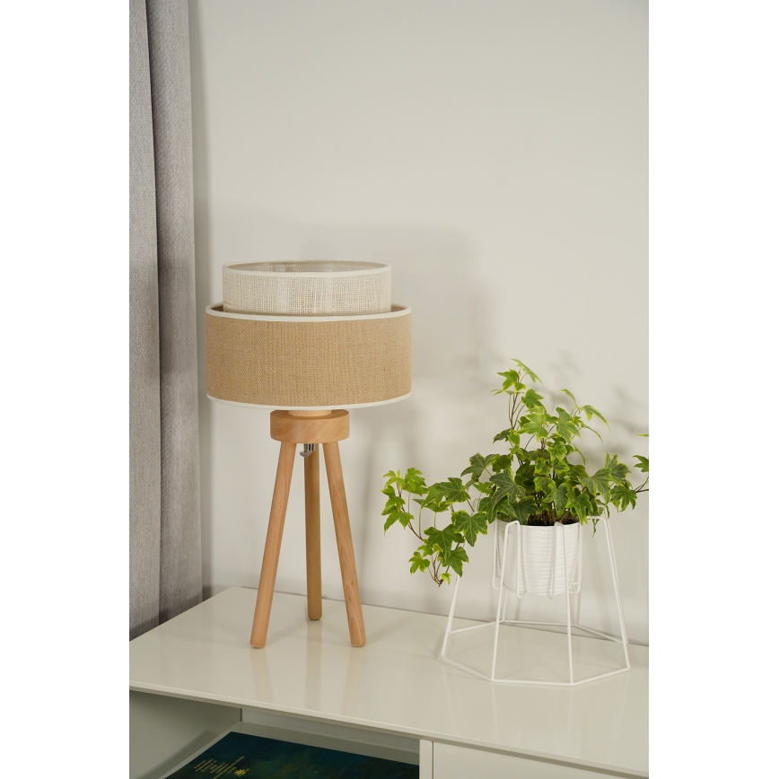 Duolla - Eπιτραπέζιο φωτιστικό YUTE BOHO 1xE27/15W/230V διάμετρος 25 cm καφέ/κρεμ