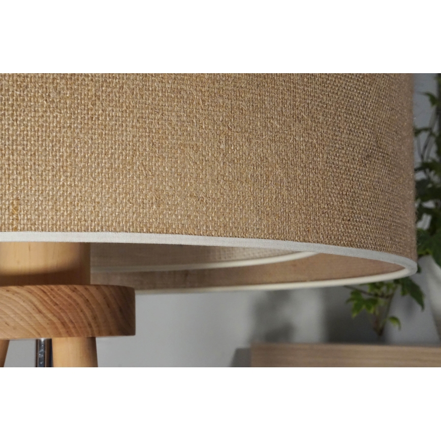 Duolla - Eπιτραπέζιο φωτιστικό YUTE BOHO 1xE27/15W/230V διάμετρος 25 cm καφέ/κρεμ