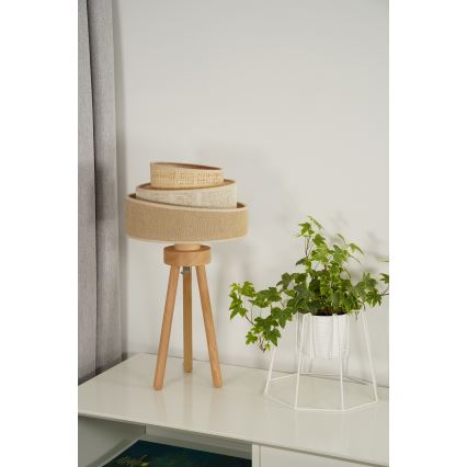 Duolla - Eπιτραπέζιο φωτιστικό YUTE TRIO 1xE27/15W/230V διάμετρος 25 cm καφέ/γκρι/μπεζ