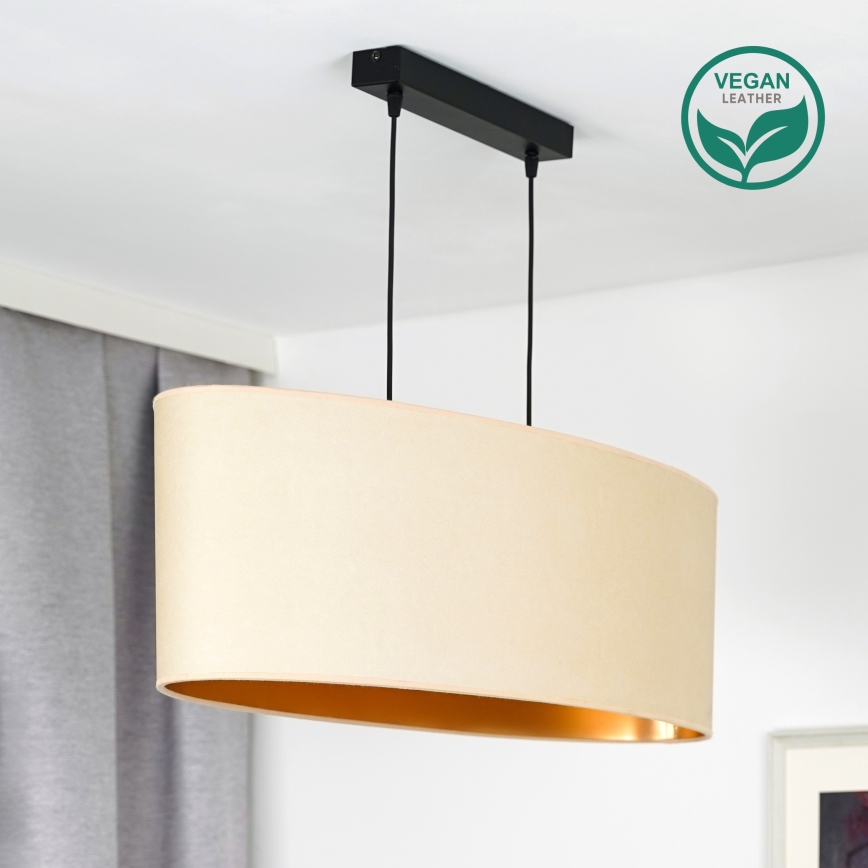 Duolla - Φωτιστικό οροφής με καλώδιο OVAL VEGAN 2xE27/15W/230V κρεμ