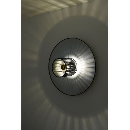 Duolla - Φωτιστικό τοίχου TOKYO RATTAN 1xE27/15W/230V διάμετρος 50 cm ασημί/μαύρο