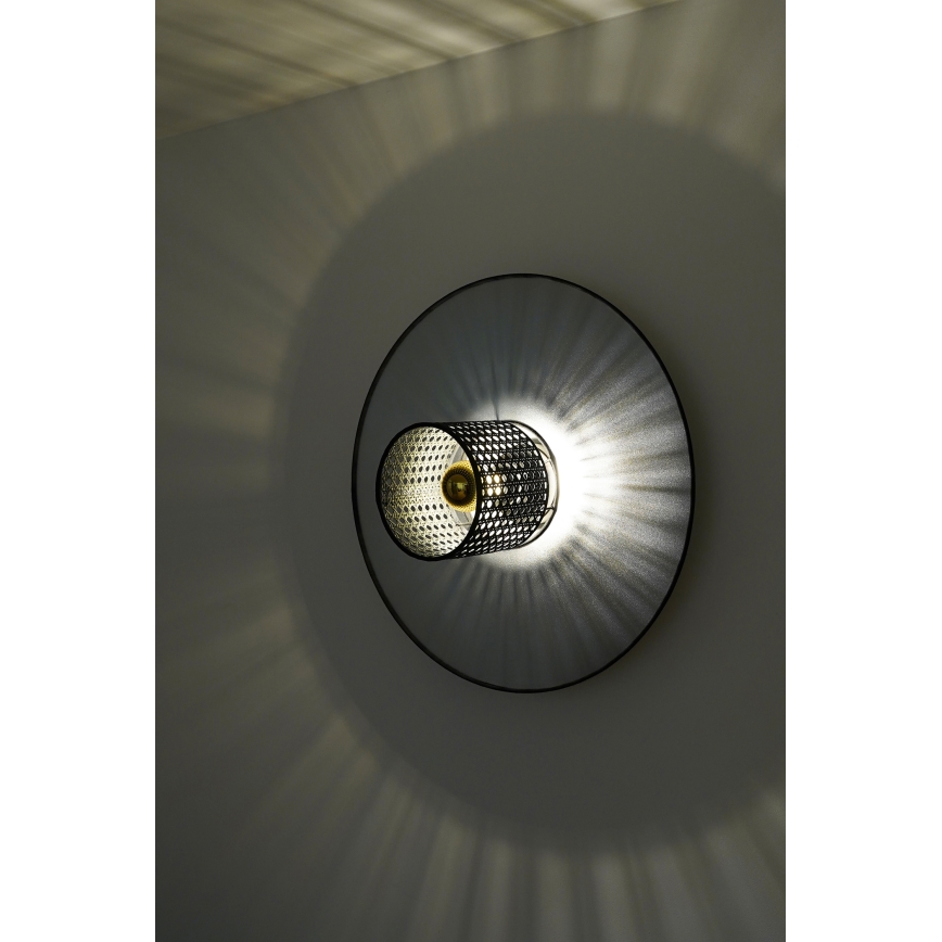 Duolla - Φωτιστικό τοίχου TOKYO RATTAN 1xE27/15W/230V διάμετρος 50 cm ασημί/μαύρο