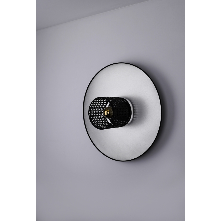 Duolla - Φωτιστικό τοίχου TOKYO RATTAN 1xE27/15W/230V διάμετρος 50 cm ασημί/μαύρο