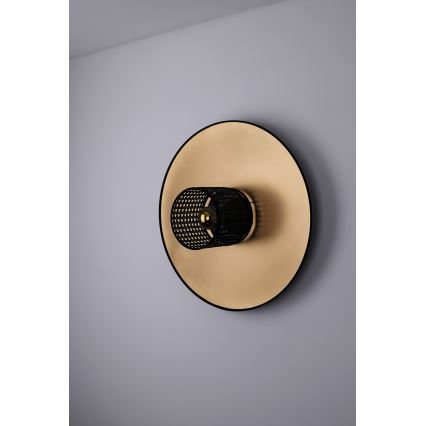 Duolla - Φωτιστικό τοίχου TOKYO RATTAN 1xE27/15W/230V διάμετρος 50 cm χρυσό/μαύρο