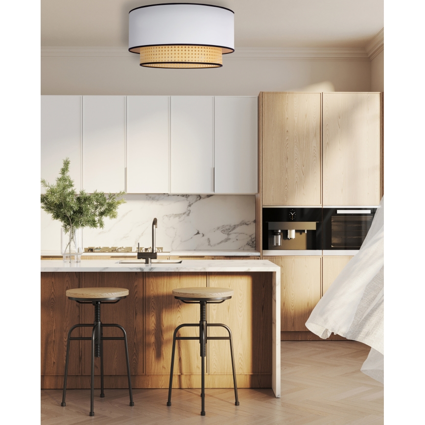 Duolla - Φωτιστικό οροφής BOHO 1xE27/15W/230V διάμετρος 45 cm λευκό/rattan