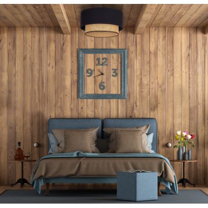 Duolla - Φωτιστικό οροφής BOHO 1xE27/15W/230V διάμετρος 45 cm μαύρο/rattan