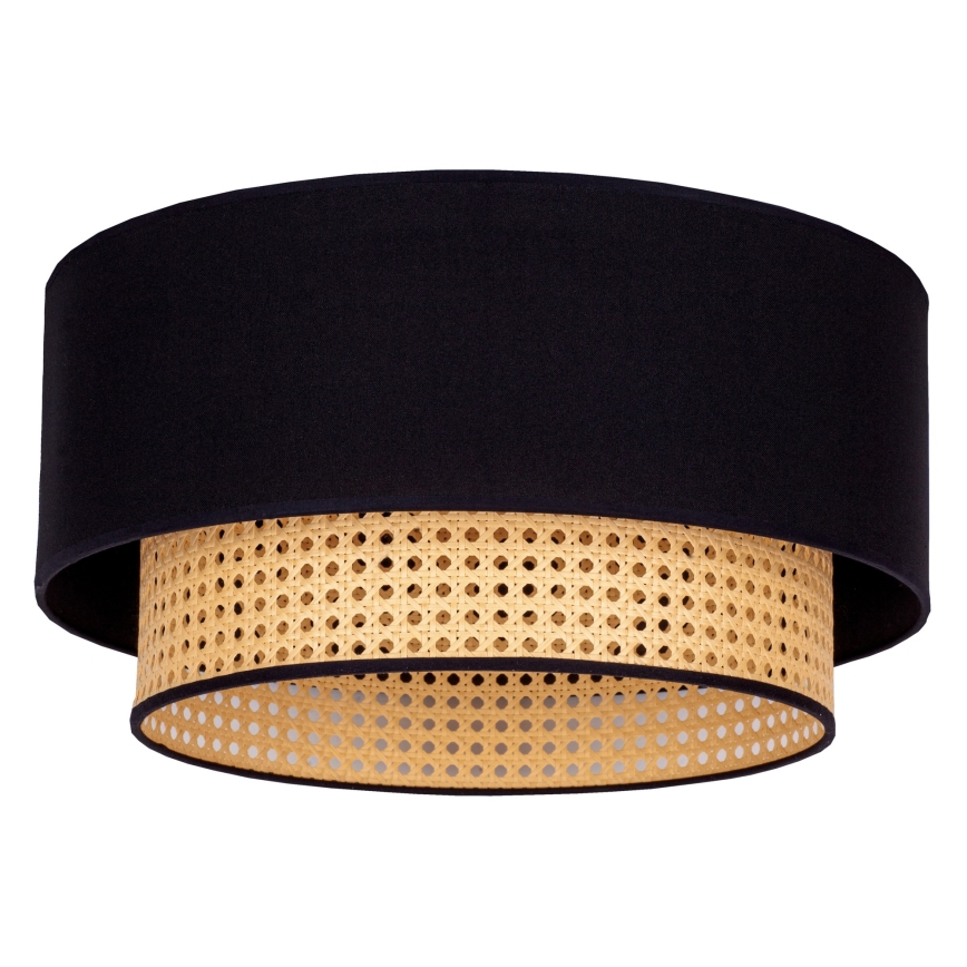 Duolla - Φωτιστικό οροφής BOHO 1xE27/15W/230V διάμετρος 45 cm μαύρο/rattan