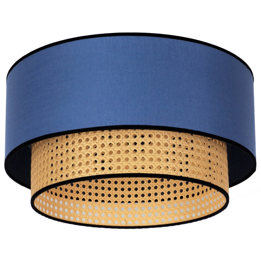 Duolla - Φωτιστικό οροφής BOHO 1xE27/15W/230V διάμετρος 45 cm μπλε/rattan
