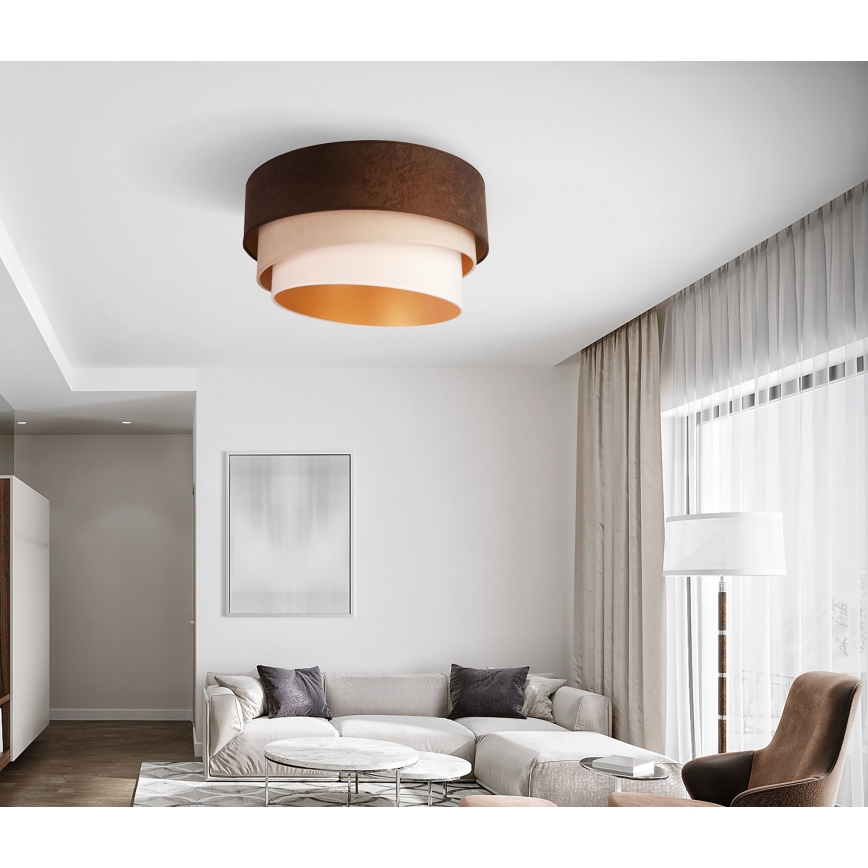 Duolla - Φωτιστικό οροφής DEVON 1xE27/40W/230V διάμετρος 45 cm καφέ/μπεζ