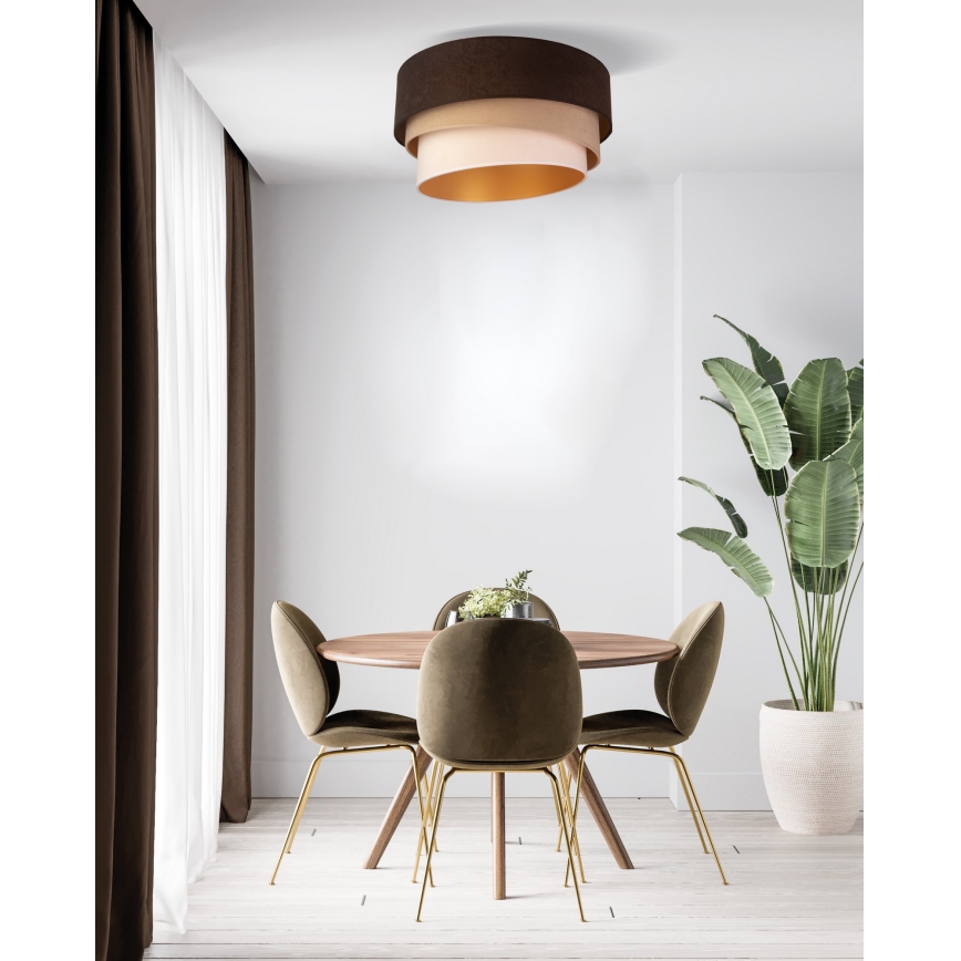 Duolla - Φωτιστικό οροφής DEVON 1xE27/40W/230V διάμετρος 45 cm καφέ/μπεζ