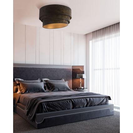 Duolla - Φωτιστικό οροφής DEVON 1xE27/40W/230V διάμετρος 45 cm μαύρο/χρυσό