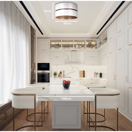 Duolla - Φωτιστικό οροφής DUO 1xE27/15W/230V διάμετρος 40 cm λευκό/χρυσό