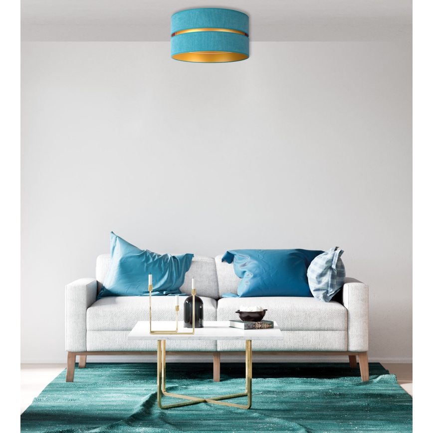 Duolla - Φωτιστικό οροφής DUO 1xE27/40W/230V διάμετρος 40 cm τουρκουάζ/χρυσό