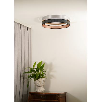 Duolla - Φωτιστικό οροφής LED ROLLER DUO SHINY LED/24W/230V διάμετρος 45 cm ασημί/μαύρο