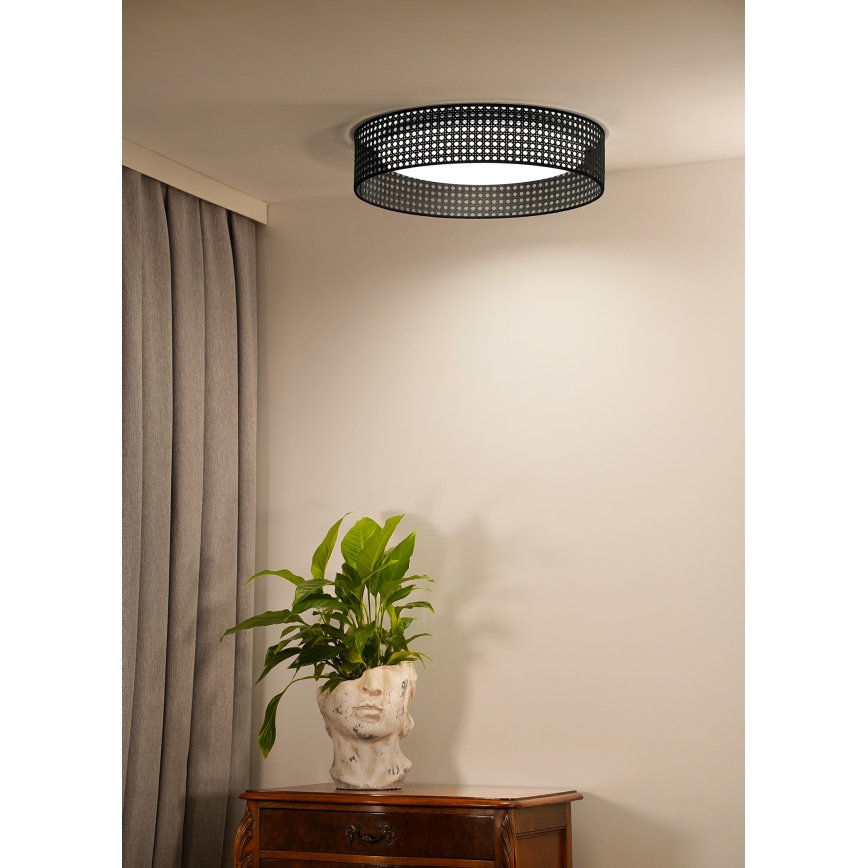 Duolla - Φωτιστικό οροφής LED ROLLER RATTAN LED/24W/230V διάμετρος 45 cm μαύρο