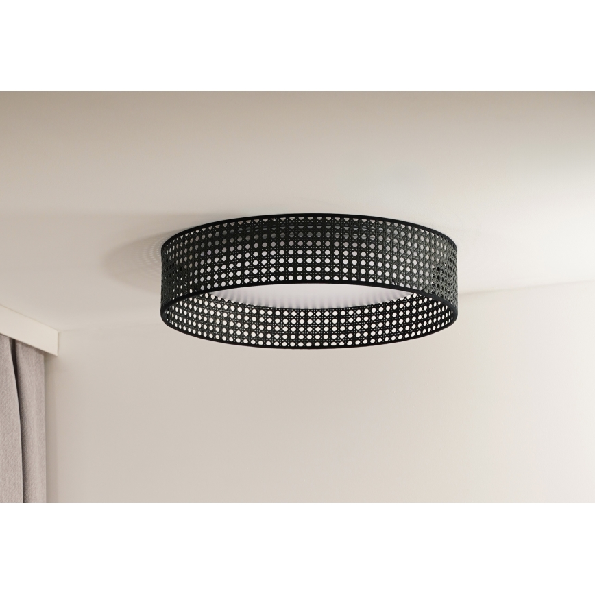 Duolla - Φωτιστικό οροφής LED ROLLER RATTAN LED/24W/230V διάμετρος 45 cm μαύρο