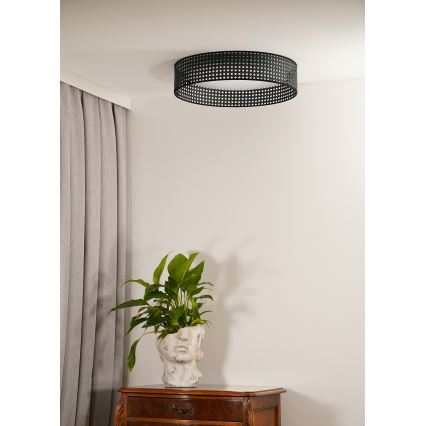 Duolla - Φωτιστικό οροφής LED ROLLER RATTAN LED/24W/230V διάμετρος 45 cm μαύρο