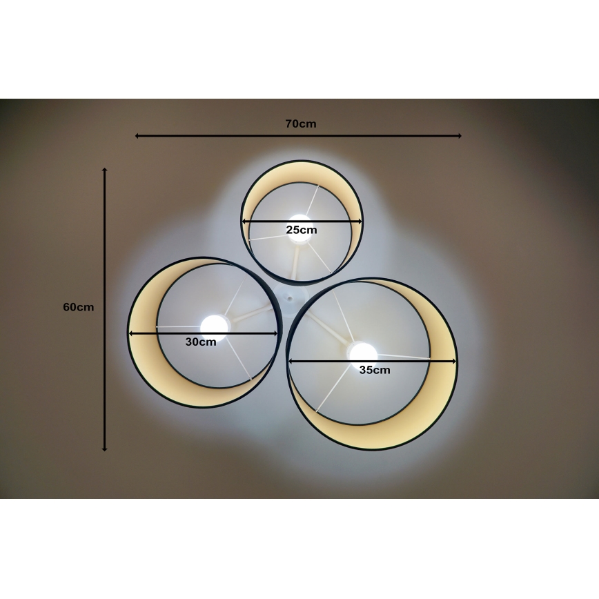Duolla - Φωτιστικό οροφής ROLLER TRIO 3xE27/60W/230V μαύρο/χρυσαφί