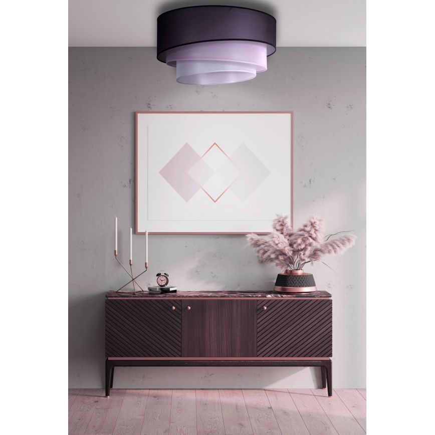 Duolla - Φωτιστικό οροφής TRIO 1xE27/15W/230V διάμετρος 45 cm μαύρο/ροζ/ασημί