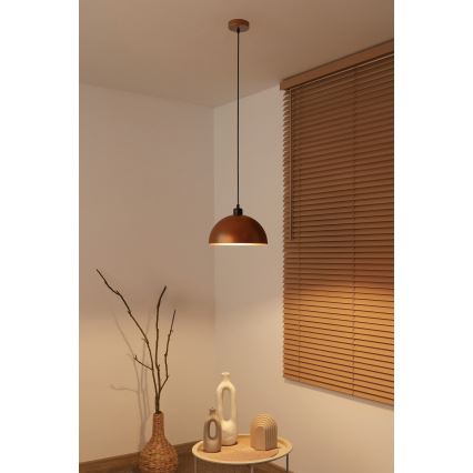 Duolla - Κρεμαστό φωτιστικό με καλώδιο IRONLINE 1xE27/15W/230V Ø 27 cm χάλκινο/μαύρο