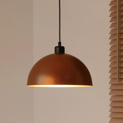 Duolla - Κρεμαστό φωτιστικό με καλώδιο IRONLINE 1xE27/15W/230V Ø 27 cm χάλκινο/μαύρο