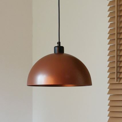 Duolla - Κρεμαστό φωτιστικό με καλώδιο IRONLINE 1xE27/15W/230V Ø 27 cm χάλκινο/μαύρο