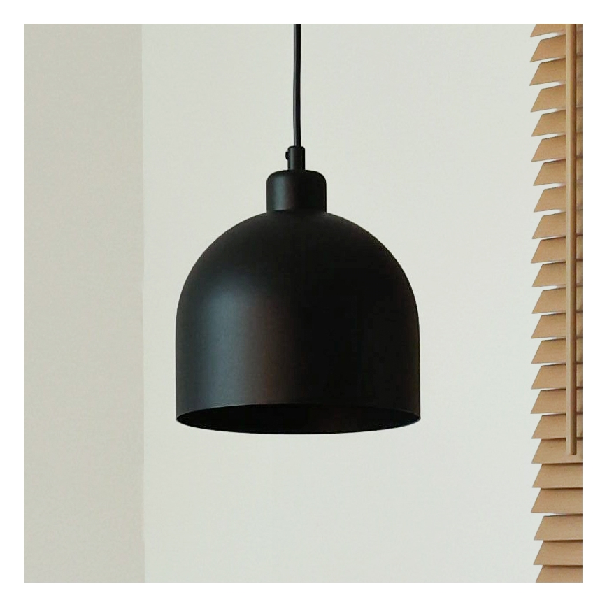 Duolla - Κρεμαστό φωτιστικό με καλώδιο IRONLINE 1xE27/15W/230V, διάμ. 17 εκ., μαύρο