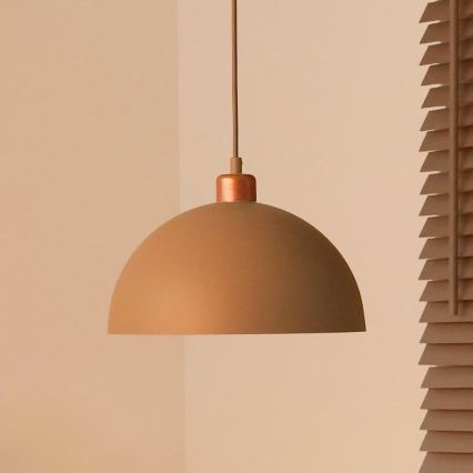 Duolla - Κρεμαστό φωτιστικό με καλώδιο IRONLINE 1xE27/15W/230V διάμ. 27 cm μπεζ/χάλκινο