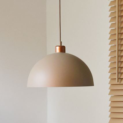 Duolla - Κρεμαστό φωτιστικό με καλώδιο IRONLINE 1xE27/15W/230V διάμ. 27 cm μπεζ/χάλκινο