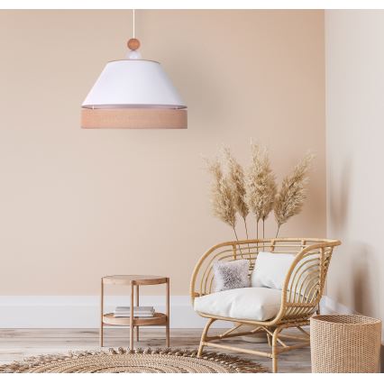 Duolla - Κρεμαστό φωτιστικό οροφής AVIGNON 1xE27/15W/230V διάμετρος 50 cm λευκό/καφέ