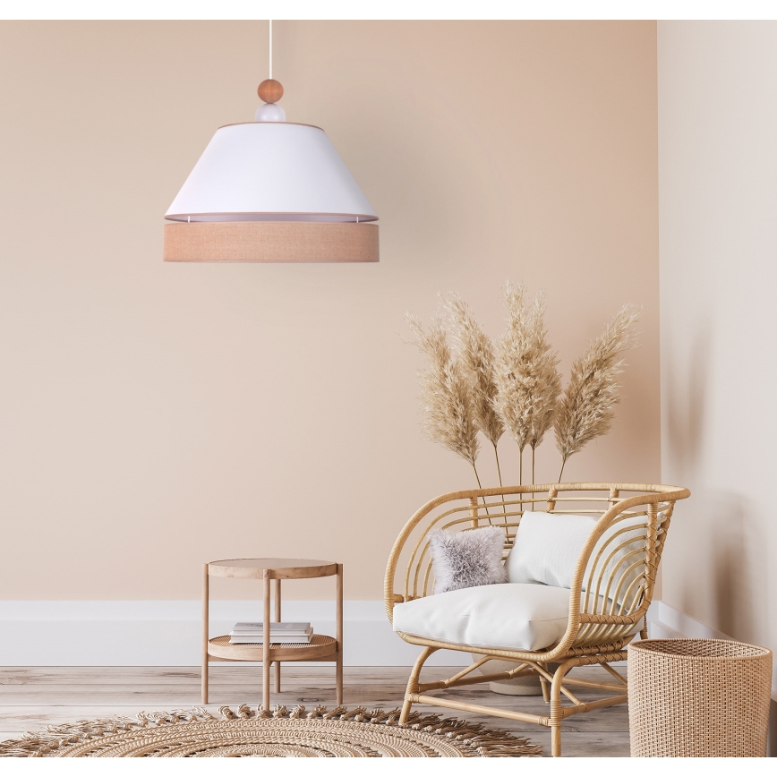 Duolla - Κρεμαστό φωτιστικό οροφής AVIGNON 1xE27/15W/230V διάμετρος 50 cm λευκό/καφέ