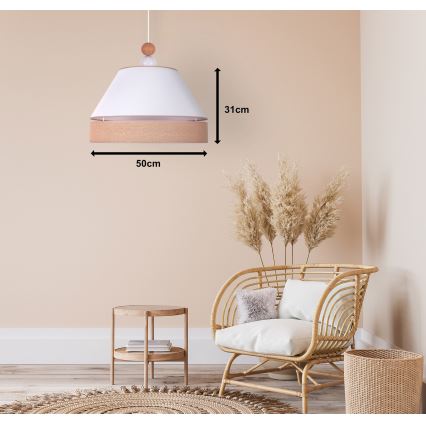 Duolla - Κρεμαστό φωτιστικό οροφής AVIGNON 1xE27/15W/230V διάμετρος 50 cm λευκό/καφέ