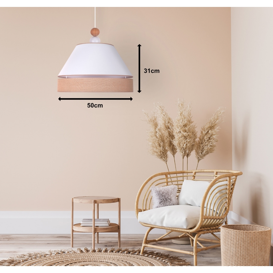 Duolla - Κρεμαστό φωτιστικό οροφής AVIGNON 1xE27/15W/230V διάμετρος 50 cm λευκό/καφέ