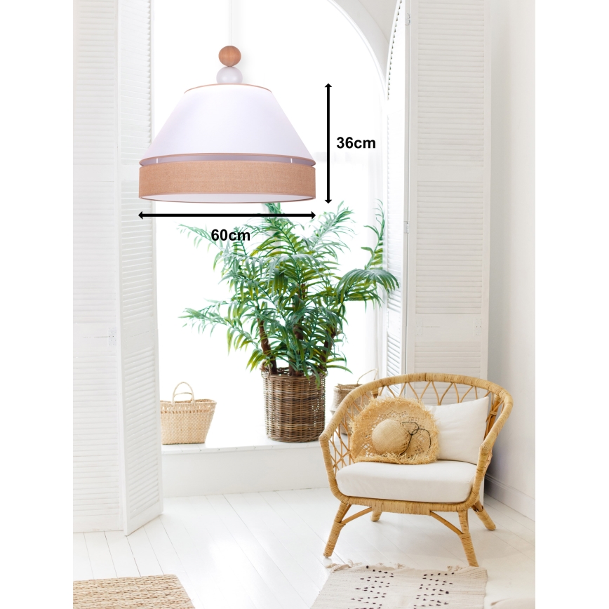 Duolla - Κρεμαστό φωτιστικό οροφής AVIGNON 1xE27/15W/230V διάμετρος 60 cm λευκό/καφέ