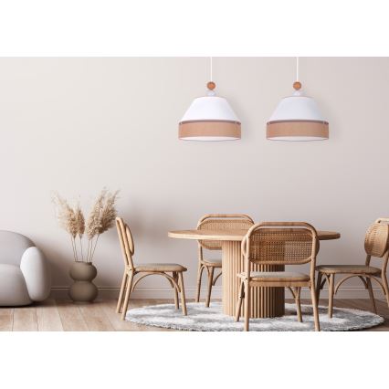 Duolla - Κρεμαστό φωτιστικό οροφής AVIGNON 2xE27/15W/230V λευκό/καφέ