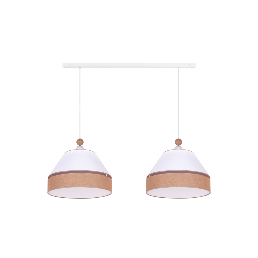 Duolla - Κρεμαστό φωτιστικό οροφής AVIGNON 2xE27/15W/230V λευκό/καφέ