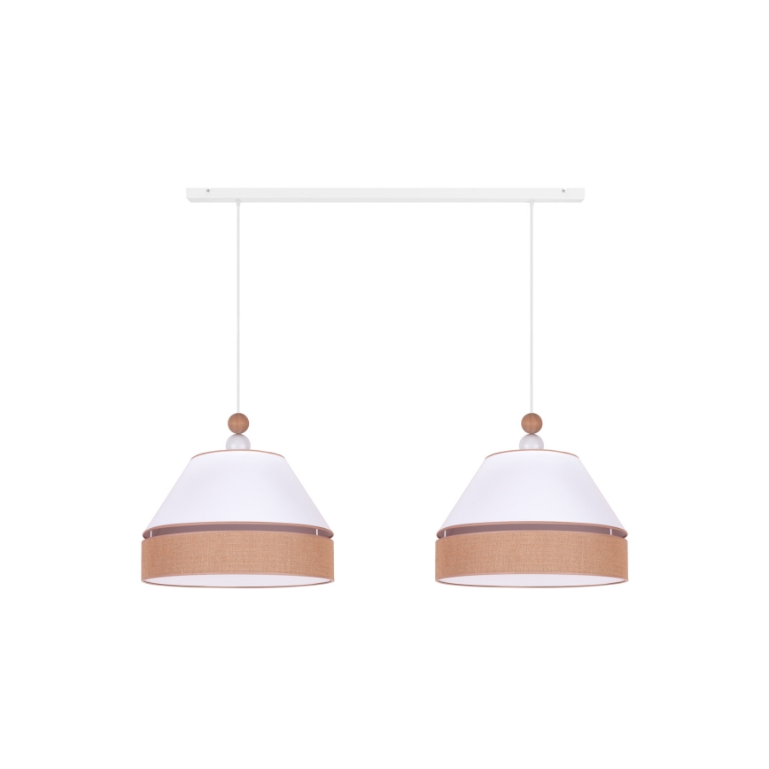 Duolla - Κρεμαστό φωτιστικό οροφής AVIGNON 2xE27/15W/230V λευκό/καφέ