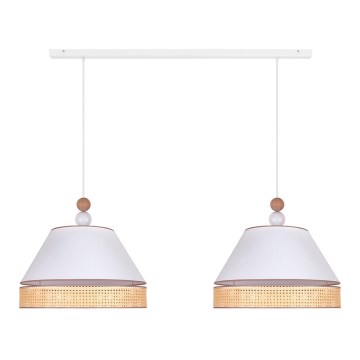 Duolla - Κρεμαστό φωτιστικό οροφής AVIGNON 2xE27/15W/230V λευκό/rattan