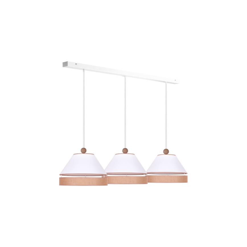 Duolla - Κρεμαστό φωτιστικό οροφής AVIGNON 3xE27/15W/230V λευκό/καφέ