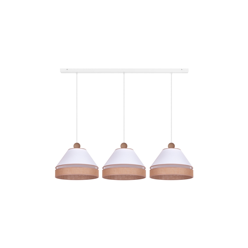 Duolla - Κρεμαστό φωτιστικό οροφής AVIGNON 3xE27/15W/230V λευκό/καφέ