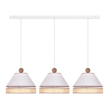 Duolla - Κρεμαστό φωτιστικό οροφής AVIGNON 3xE27/15W/230V λευκό/ rattan