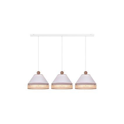 Duolla - Κρεμαστό φωτιστικό οροφής AVIGNON 3xE27/15W/230V λευκό/ rattan