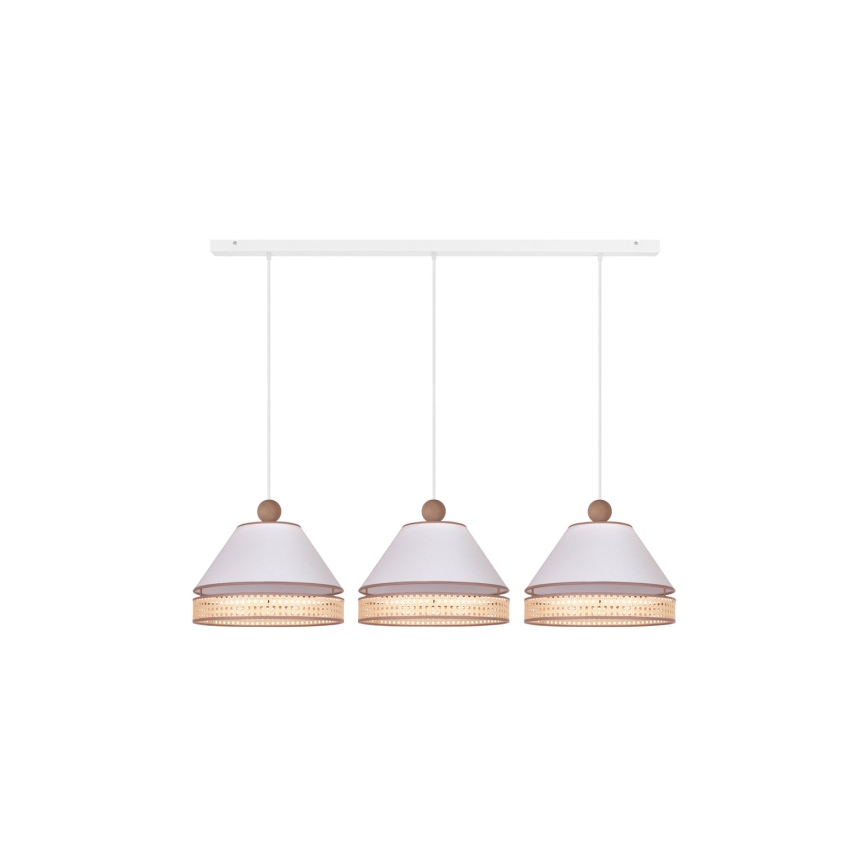 Duolla - Κρεμαστό φωτιστικό οροφής AVIGNON 3xE27/15W/230V λευκό/ rattan